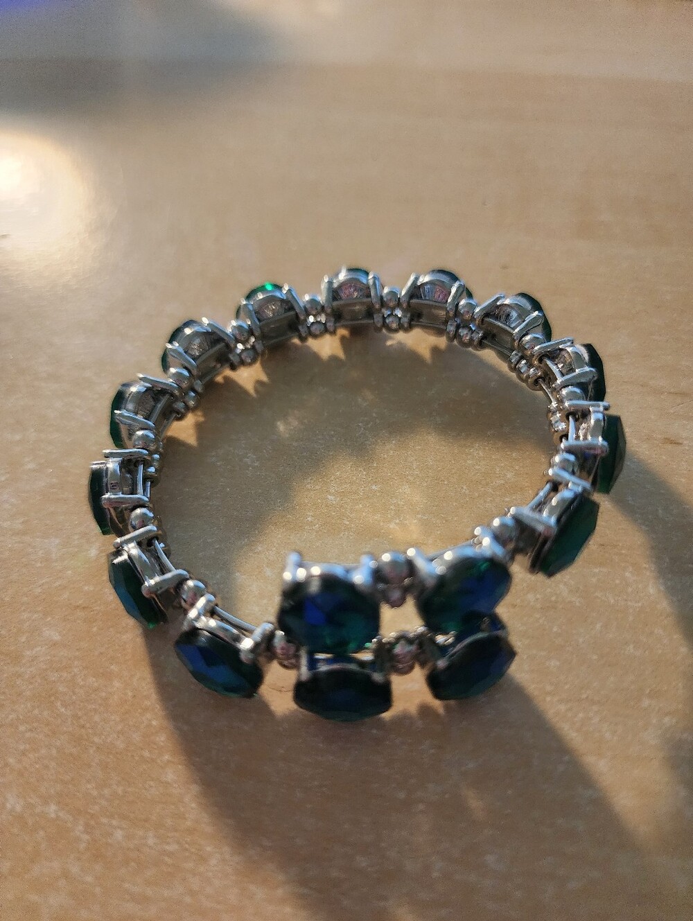 Silver Stretch Bracelet with Mermaid Blue Faceted Stones - Picture 5 of 5
